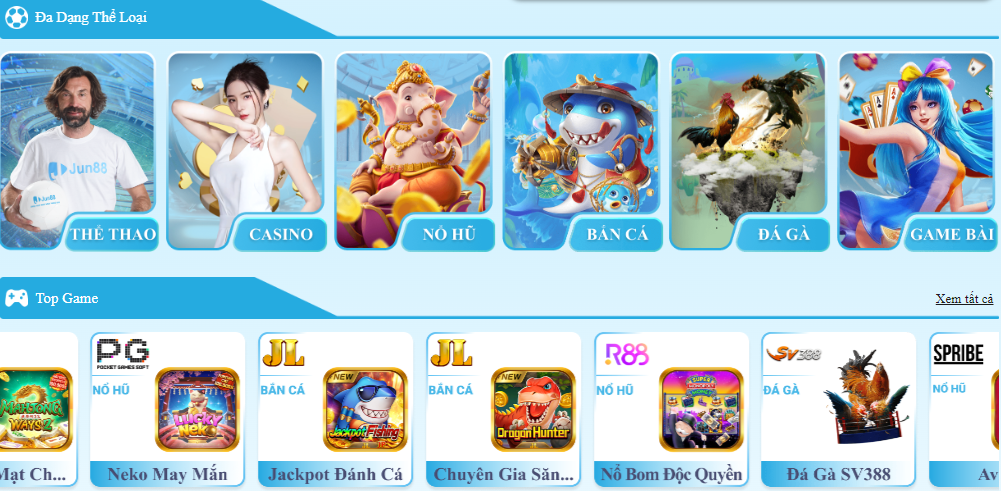 Jun88 đa dạng hóa các loại game cá cược